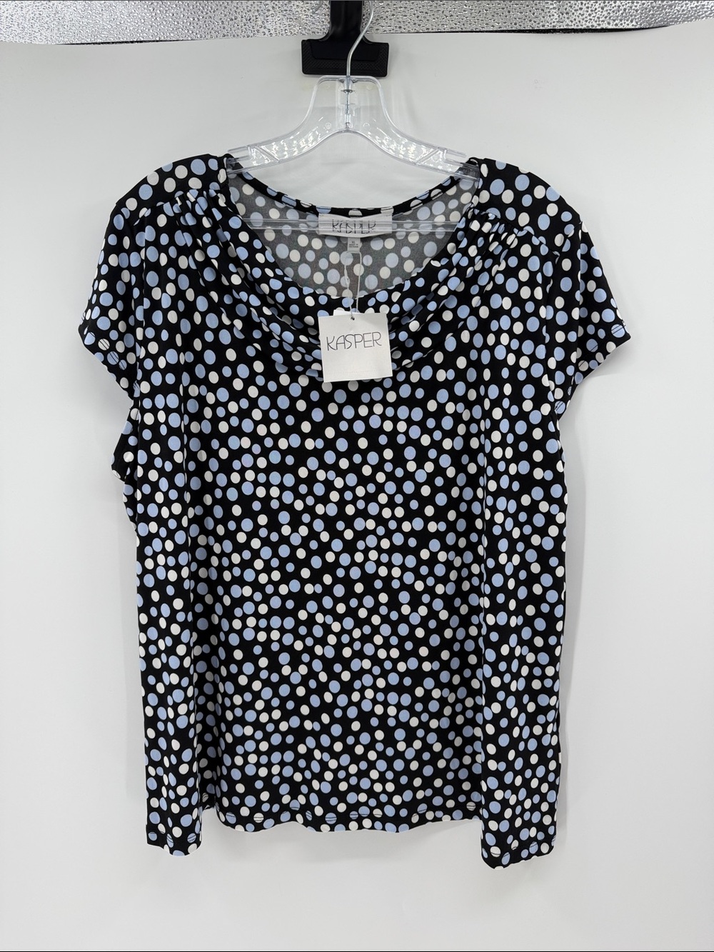 Kasper Women's Cap Sleeve Blouse - Black/Blue/White - XL - New with tags